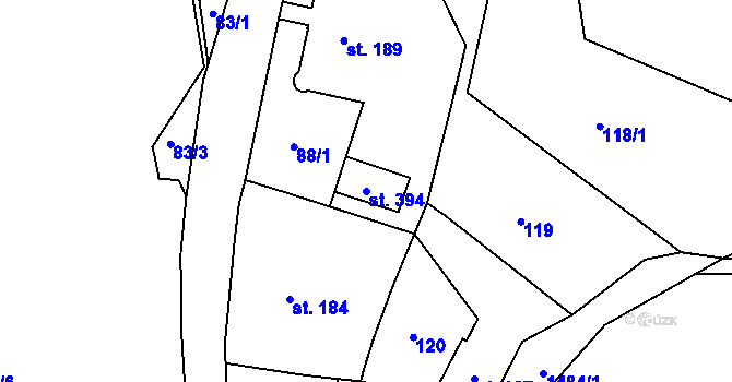 Parcela st. 394 v KÚ Jeřmanice, Katastrální mapa