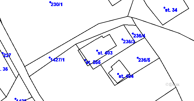 Parcela st. 403 v KÚ Jeřmanice, Katastrální mapa