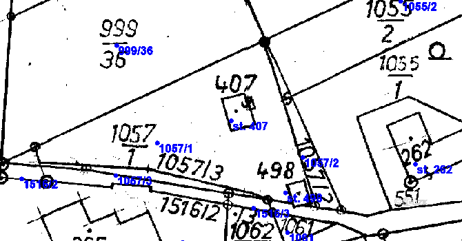 Parcela st. 407 v KÚ Jeřmanice, Katastrální mapa