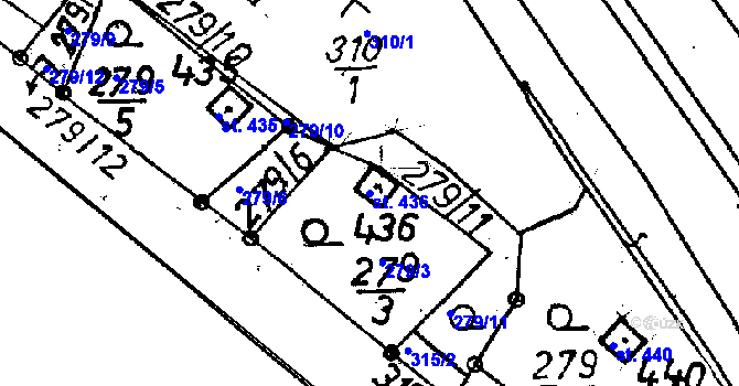 Parcela st. 436 v KÚ Jeřmanice, Katastrální mapa