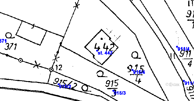 Parcela st. 442 v KÚ Jeřmanice, Katastrální mapa