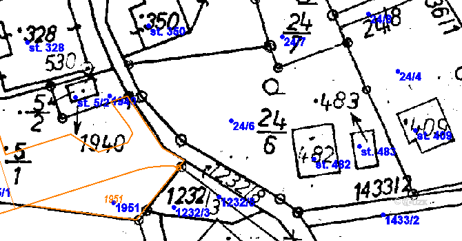 Parcela st. 24/6 v KÚ Jeřmanice, Katastrální mapa