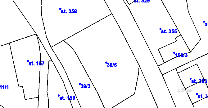 Parcela st. 38/1 v KÚ Jeřmanice, Katastrální mapa