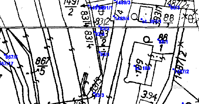 Parcela st. 83/1 v KÚ Jeřmanice, Katastrální mapa