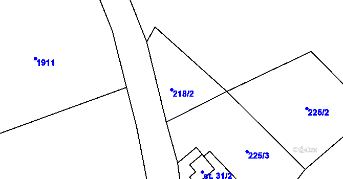Parcela st. 218/2 v KÚ Jeřmanice, Katastrální mapa