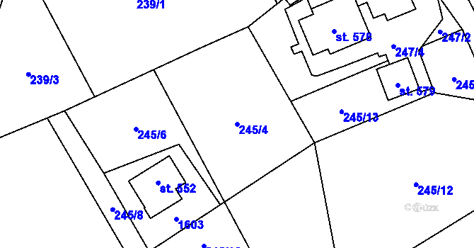 Parcela st. 245/4 v KÚ Jeřmanice, Katastrální mapa