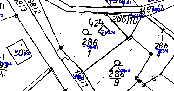 Parcela st. 286/1 v KÚ Jeřmanice, Katastrální mapa
