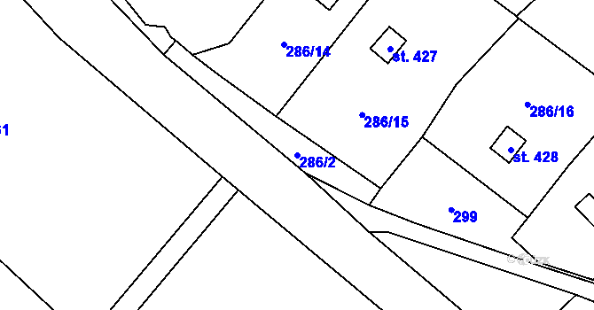 Parcela st. 286/2 v KÚ Jeřmanice, Katastrální mapa