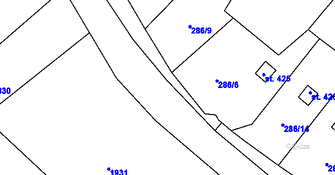 Parcela st. 286/5 v KÚ Jeřmanice, Katastrální mapa