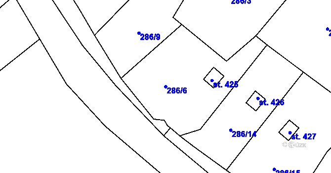 Parcela st. 286/6 v KÚ Jeřmanice, Katastrální mapa