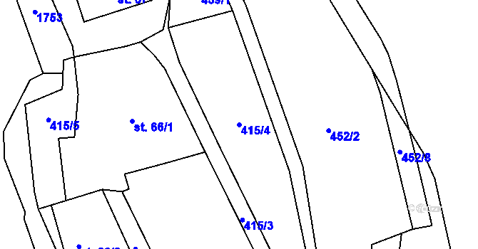 Parcela st. 415/4 v KÚ Jeřmanice, Katastrální mapa