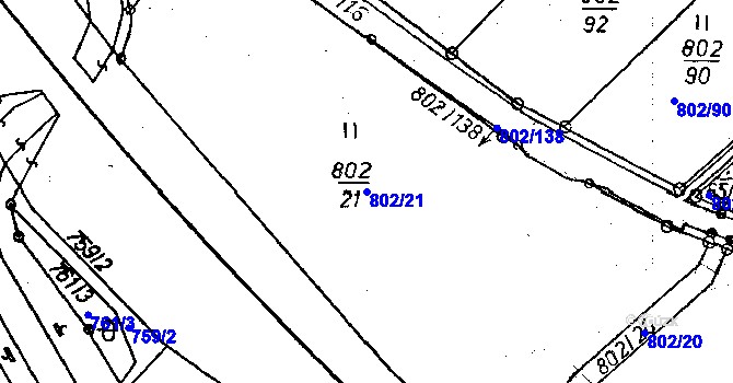 Parcela st. 802/21 v KÚ Jeřmanice, Katastrální mapa