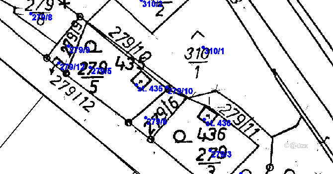 Parcela st. 279/10 v KÚ Jeřmanice, Katastrální mapa