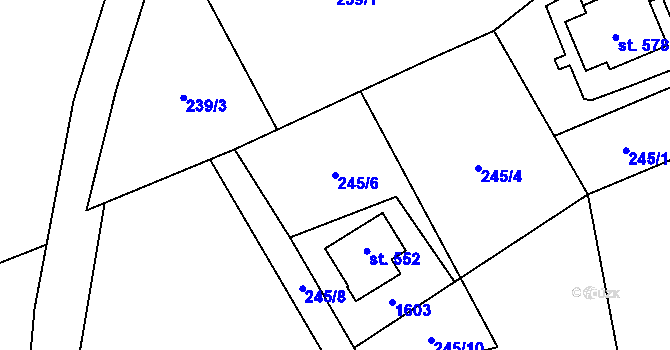 Parcela st. 245/6 v KÚ Jeřmanice, Katastrální mapa