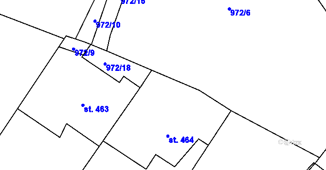Parcela st. 972/17 v KÚ Jeřmanice, Katastrální mapa
