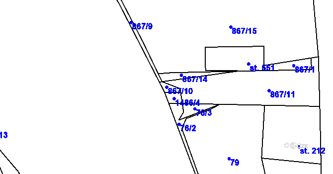 Parcela st. 867/10 v KÚ Jeřmanice, Katastrální mapa
