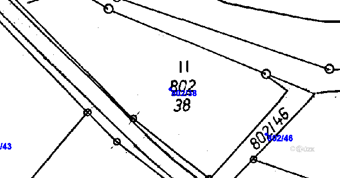 Parcela st. 802/38 v KÚ Jeřmanice, Katastrální mapa