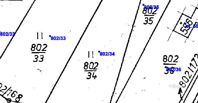 Parcela st. 802/34 v KÚ Jeřmanice, Katastrální mapa