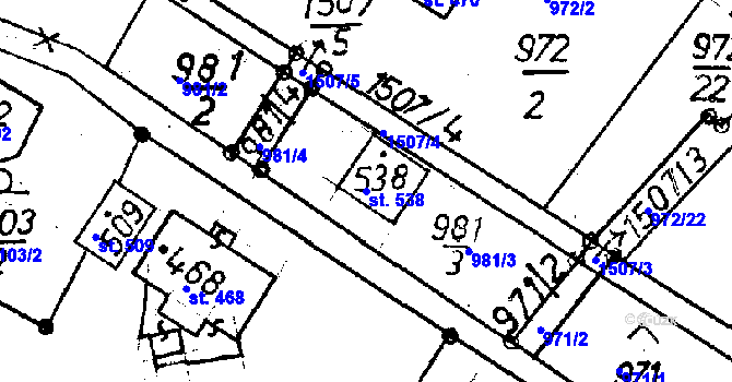 Parcela st. 538 v KÚ Jeřmanice, Katastrální mapa