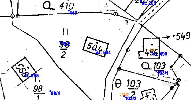 Parcela st. 504 v KÚ Jeřmanice, Katastrální mapa