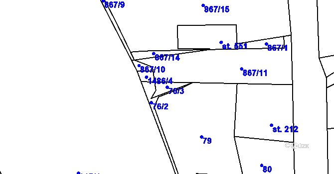 Parcela st. 76/3 v KÚ Jeřmanice, Katastrální mapa