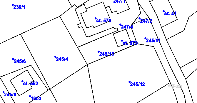 Parcela st. 245/13 v KÚ Jeřmanice, Katastrální mapa