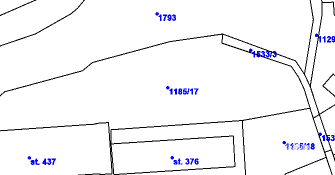 Parcela st. 1185/17 v KÚ Jeřmanice, Katastrální mapa