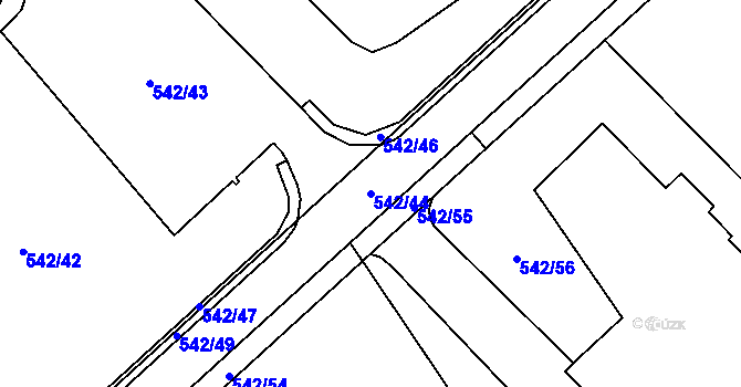 Parcela st. 542/44 v KÚ Jeřmanice, Katastrální mapa