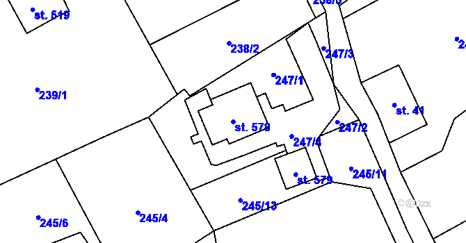 Parcela st. 578 v KÚ Jeřmanice, Katastrální mapa