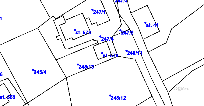 Parcela st. 579 v KÚ Jeřmanice, Katastrální mapa