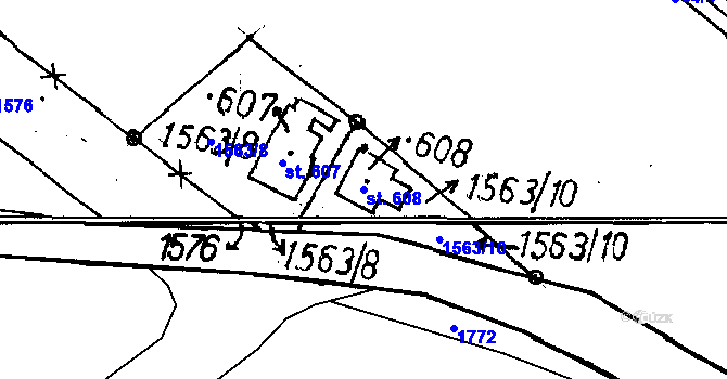 Parcela st. 608 v KÚ Jeřmanice, Katastrální mapa