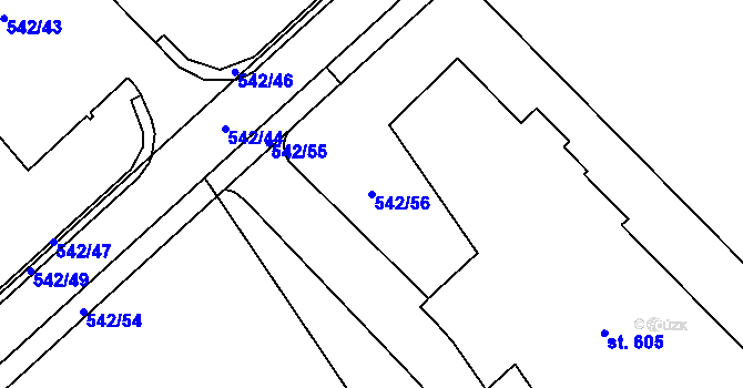 Parcela st. 542/56 v KÚ Jeřmanice, Katastrální mapa