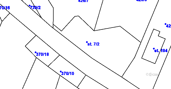 Parcela st. 7/1 v KÚ Jesenec, Katastrální mapa