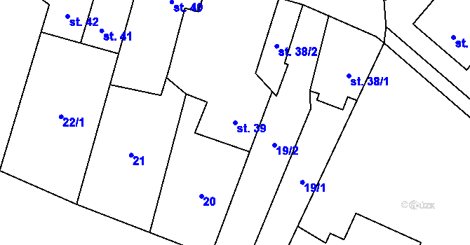 Parcela st. 39 v KÚ Jesenec, Katastrální mapa