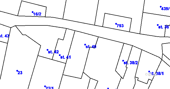 Parcela st. 40 v KÚ Jesenec, Katastrální mapa