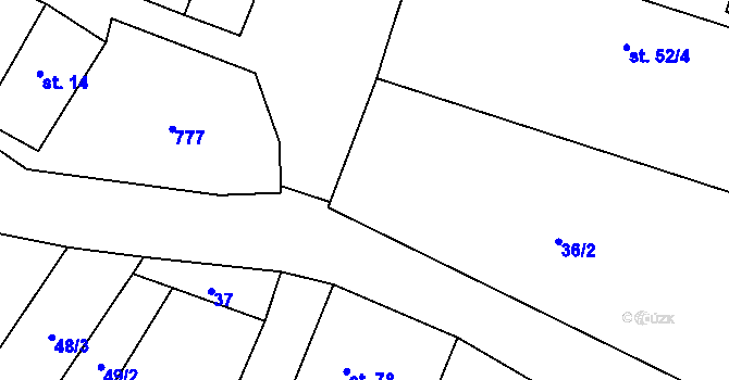 Parcela st. 52/2 v KÚ Jesenec, Katastrální mapa