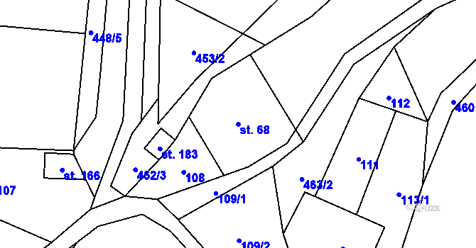 Parcela st. 68 v KÚ Jesenec, Katastrální mapa