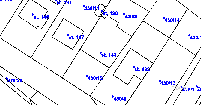 Parcela st. 143 v KÚ Jesenec, Katastrální mapa
