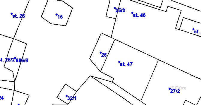 Parcela st. 26 v KÚ Jesenec, Katastrální mapa