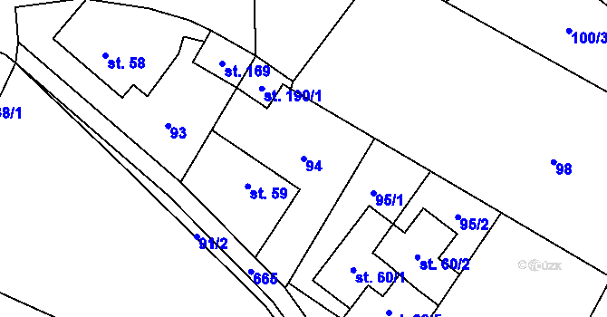 Parcela st. 94 v KÚ Jesenec, Katastrální mapa