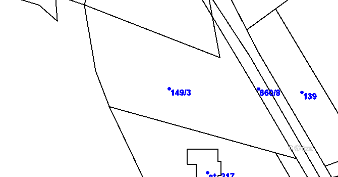 Parcela st. 149/3 v KÚ Jesenec, Katastrální mapa