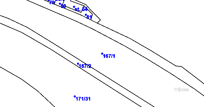 Parcela st. 167/1 v KÚ Jesenec, Katastrální mapa
