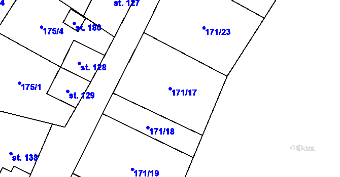 Parcela st. 171/17 v KÚ Jesenec, Katastrální mapa