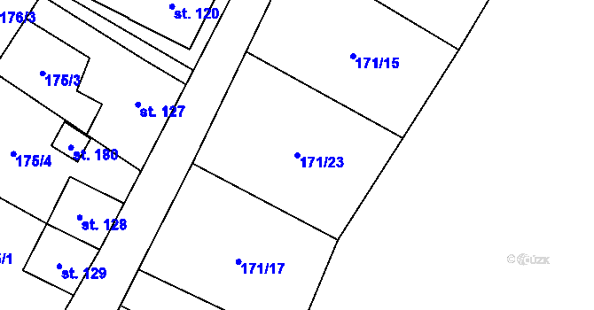 Parcela st. 171/23 v KÚ Jesenec, Katastrální mapa