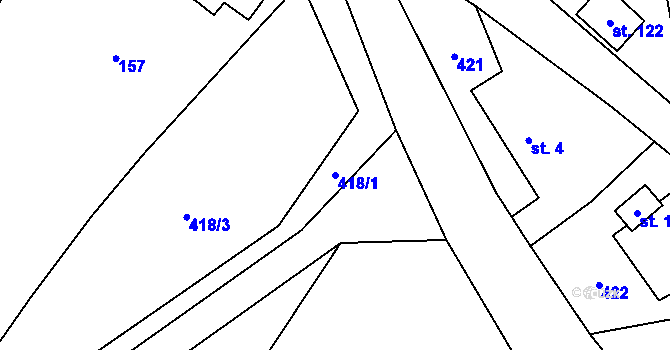 Parcela st. 418/1 v KÚ Jesenec, Katastrální mapa