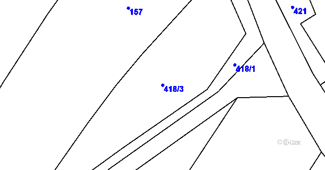 Parcela st. 418/3 v KÚ Jesenec, Katastrální mapa