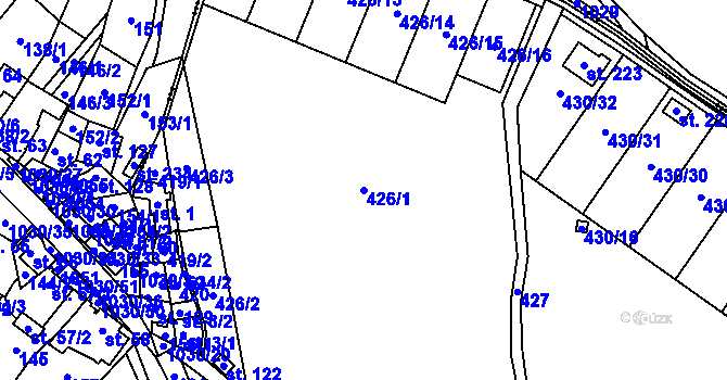 Parcela st. 426/1 v KÚ Jesenec, Katastrální mapa