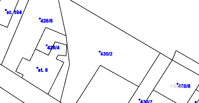 Parcela st. 430/2 v KÚ Jesenec, Katastrální mapa