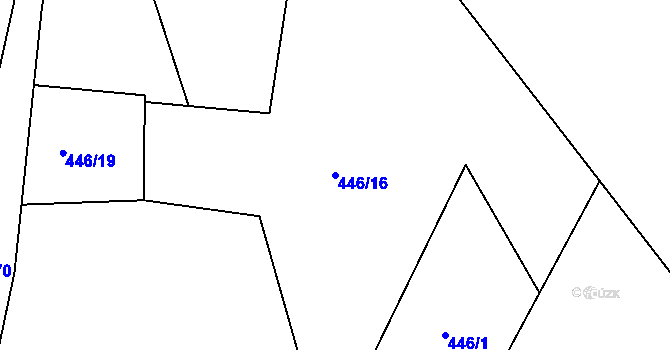 Parcela st. 446/16 v KÚ Jesenec, Katastrální mapa