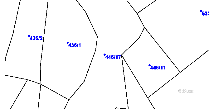 Parcela st. 446/17 v KÚ Jesenec, Katastrální mapa